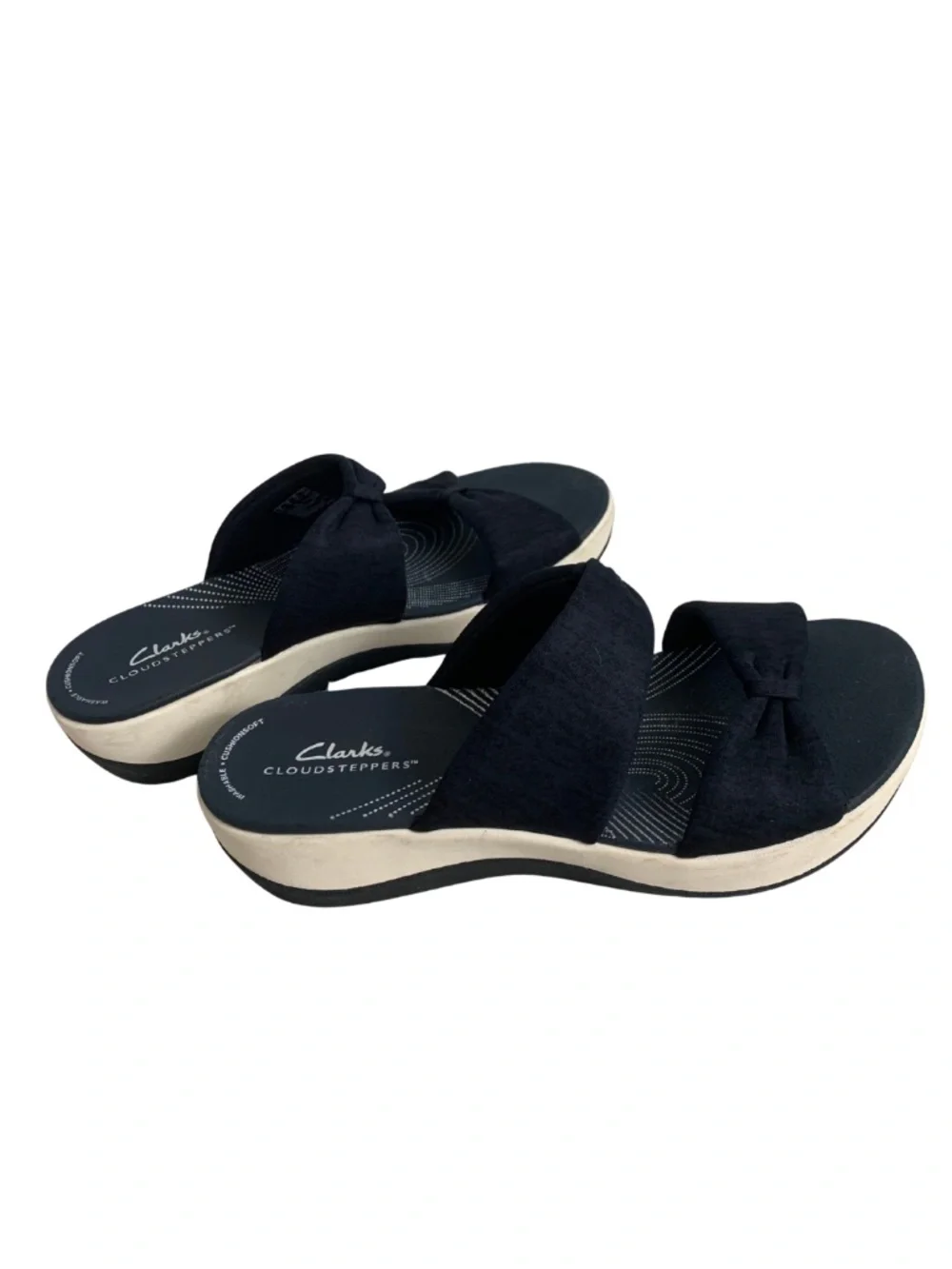 Clarks Cloudsteppers Women's Navy Bow Sandals Size 7M Boho Casual Travel